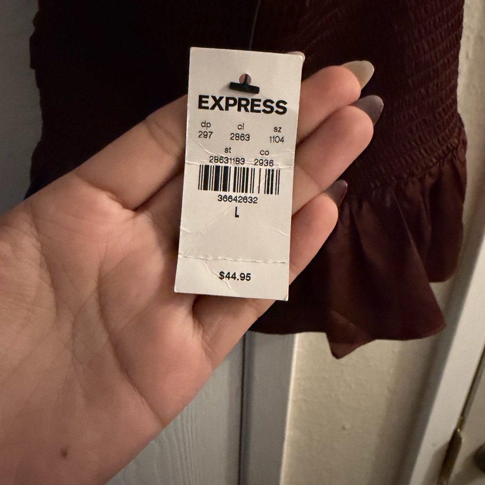 Express Burgundy Ruffled Tube Top - Picture 3 of 3
